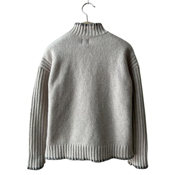 Joie Mock Neck Hand Finished Edge Sweater, Size XS, Oatmeal - Picture 2 of 9
